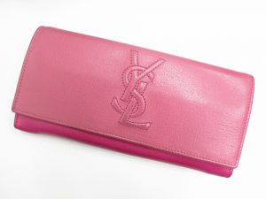 サンローラン　YSLロゴ長財布　ピンク　271149　買取いたしました。
